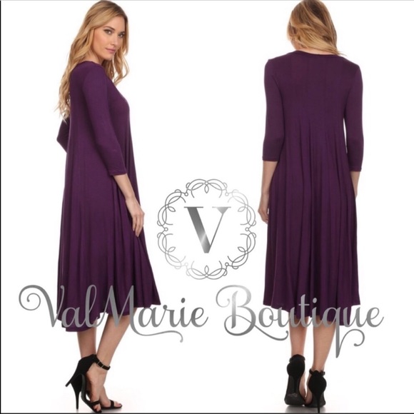 Fall Soft Plum Midi Dress - Picture 3 of 4